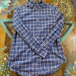 Ralph Lauren Polo Boy's Red Green Plaid Check Button Down L/S Shirt Sz XL 18-20